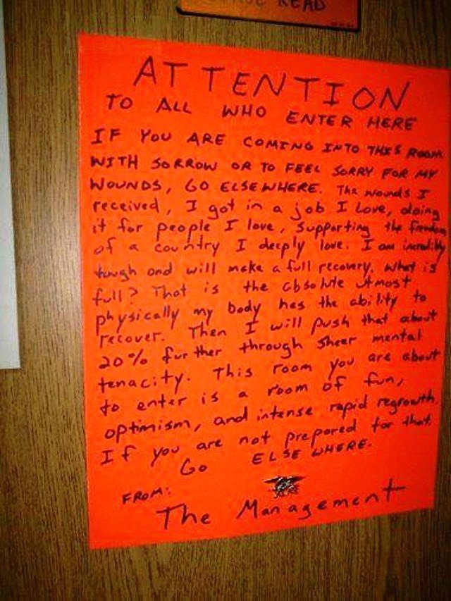 Wounded Navy SEAL veteran Jason Redman's famous sign on the door poster